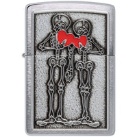 Zippo Windproof Lighter - Couple Love Emblem Design with Bright Red Hearts | 48688 ,