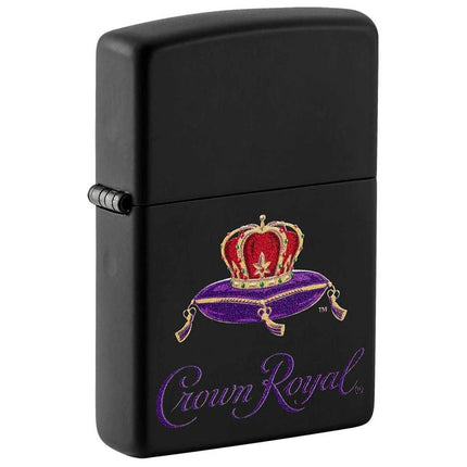 Zippo Windproof Lighter - Crown Royal Logo Design Black Matte Finish Pocket | 49754 ,