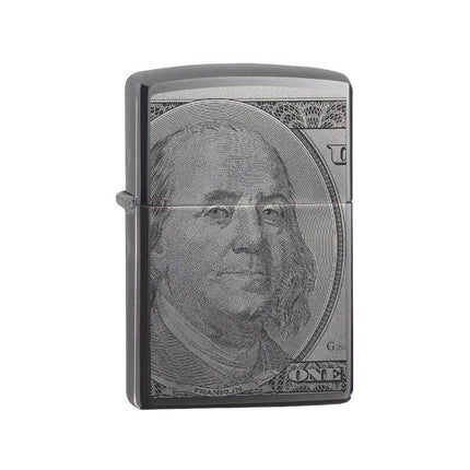 Zippo Windproof Lighter - Currency Design Black Ice Finish Metal Refillable | 49025 ,
