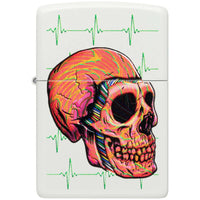 Zippo Windproof Lighter - Cyber Skull Design High-Contrast White Matte Metal | 48659 ,