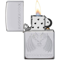 Zippo Windproof Lighter - Dancing Dragons Refillable Chrome Finish Metal | 29988 ,