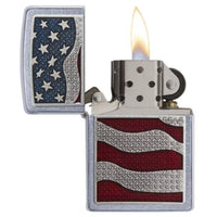 Zippo Windproof Lighter - Diamond Plate American Flag Street Chrome Pocket | 29513 ,