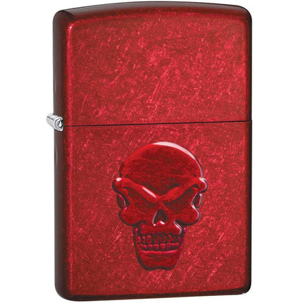 Zippo Windproof Lighter - Doom Ride or Die Skull Design Candy Apple Red Iced | 21186 ,