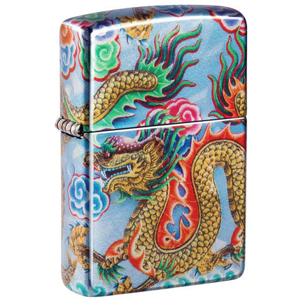 Zippo Windproof Lighter - Dragon Design 540° Fusion Color Tumbled Chrome | 48575 ,