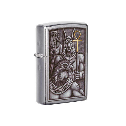 Zippo Windproof Lighter - Egyptian Gods Design Street Chrome Finish Pocket | 49406 ,