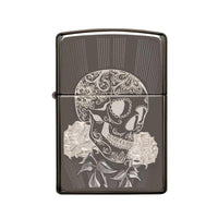 Zippo Windproof Lighter - Fancy Skull Design Black Ice Finish Metal Refillable | 29883 ,