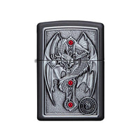 Zippo Windproof Lighter - Filigree Dragon Design Black Matte Finish Pocket | 49755 ,