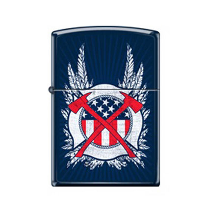 Zippo Windproof Lighter - Firefighter Design Blue Metal Finish Genuine | 239-051786 ,
