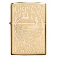 Zippo Windproof Lighter - Fisherman Design High Polish Brass Finish Pocket | 49610 ,