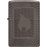 Zippo Windproof Lighter - Flame Pattern Design Black Ice Brass Metal Finish | 48569 ,