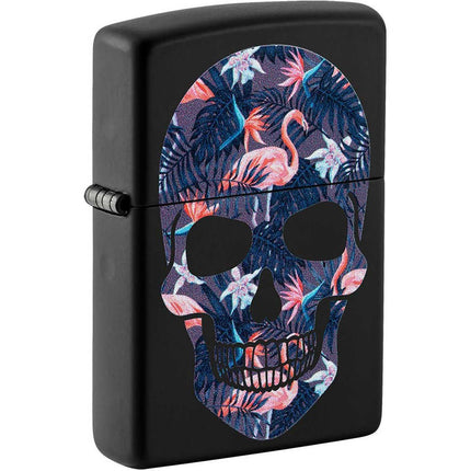 Zippo Windproof Lighter - Flamingo Skull Design Matte Black | 49771 ,