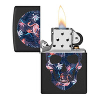 Zippo Windproof Lighter - Flamingo Skull Design Matte Black | 49771 ,