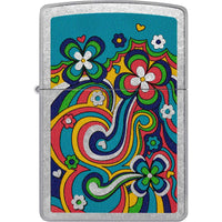 Zippo Windproof Lighter - Flower Power Design Street Chrome Metal Finish | 48579 ,