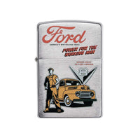Zippo Windproof Lighter - Ford Vintage Design Brushed Chrome Finish Pocket | 49306 ,