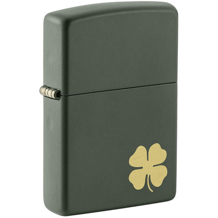 Zippo Windproof Lighter - Four Leaf Clover Design Matte Green | 49796 ,
