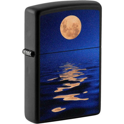 Zippo Windproof Lighter - Full Moon Design Blacklight Black Matte | 49810 ,