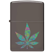 Zippo Windproof Lighter - Funky Cannabis Design Black Ice Metal Genuine | 48578 ,