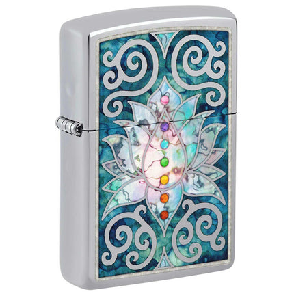 Zippo Windproof Lighter - Fusion Lotus Flower Design High Polish Chrome | 48592 ,