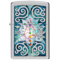 Zippo Windproof Lighter - Fusion Lotus Flower Design High Polish Chrome | 48592 ,