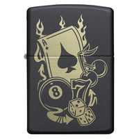 Zippo Windproof Lighter - Gambling Design Black Matte Finish Refillable | 49257 ,