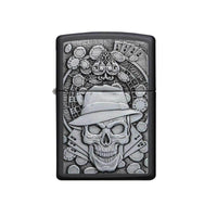 Zippo Windproof Lighter - Gambling Skull Black Matte Finish Metal Refillable | 49183 ,