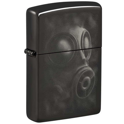 Zippo Windproof Lighter - Gas Mask Design High Polish Black Metal Finish | 48588 ,