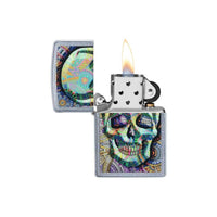 Zippo Windproof Lighter - Geometric Skull Design Street Chrome | 49140 ,