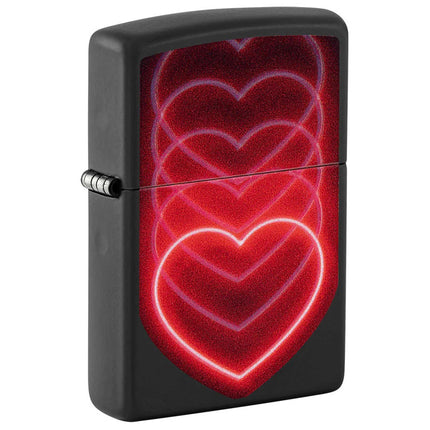 Zippo Windproof Lighter - Glowing Hearts Design with Black Light Process | 48593 ,