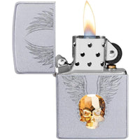 Zippo Windproof Lighter - Gold Skull Design Metal Construction Refillable | 49034 ,