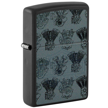 Zippo Windproof Lighter - Harley-Davidson Black Light Logo Black Matte Metal | 48600 ,