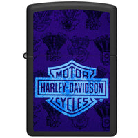 Zippo Windproof Lighter - Harley-Davidson Black Light Logo Black Matte Metal | 48600 ,