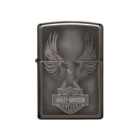 Zippo Windproof Lighter - Harley-Davidson Eagle Soars Black Ice Finish Metal | 49044 ,