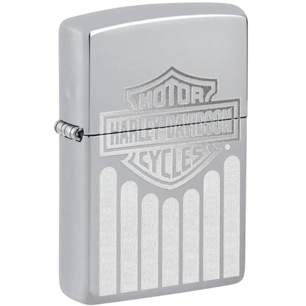 Zippo Windproof Lighter - Harley Davidson Logo Emblem Attached Brushed Chrome | 48993 ,