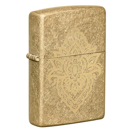 Zippo Windproof Lighter - Henna Tattoo Design Tumbled Brass | 49798 ,