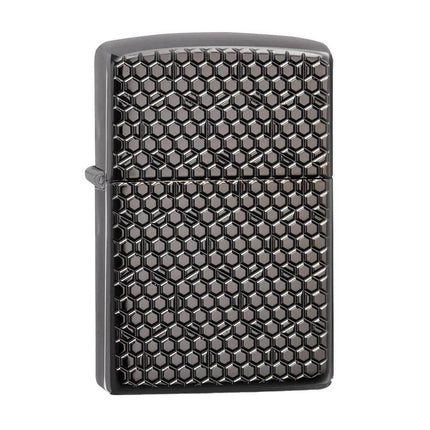 Zippo Windproof Lighter - Hexagon Design Black Ice Finish Metal Refillable | 49021 ,