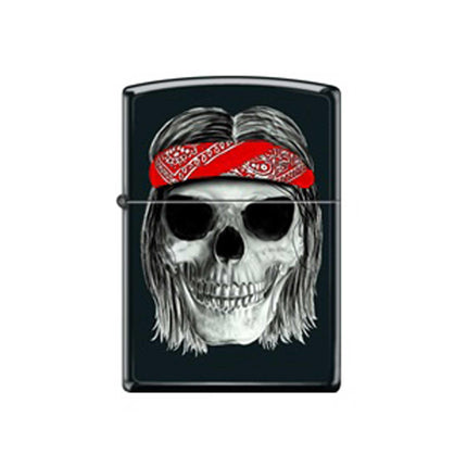 Zippo Windproof Lighter - Hippy Skull Design Black Metal Finish | 218-051858 ,