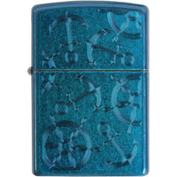 Zippo Windproof Lighter - Iced Nautical Anchors Cerulean Blue Finish Pocket | 29251 ,