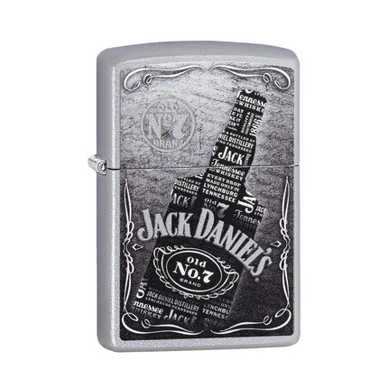Zippo Windproof Lighter - Jack Daniel's Satin Chrome Finish Metal Refillable | 29285 ,