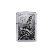 Zippo Windproof Lighter - Jack Daniel's Satin Chrome Finish Metal Refillable | 29285 ,