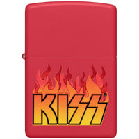 Zippo Windproof Lighter - Kiss Logo with Color Image Design Red Matte Metal | 48642 ,