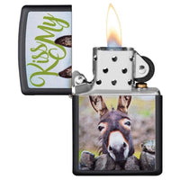 Zippo Windproof Lighter - Kiss My Donkey Design Black Matte Metal | 29868 ,