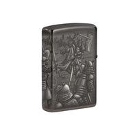 Zippo Windproof Lighter - Knight Fight Design High Polish Black Pocket | 49292 ,