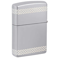 Zippo Windproof Lighter - Laser 360 Clover Design High Polish Chrome Metal | 48586 ,