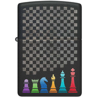 Zippo Windproof Lighter - Laser Engrave Chess Pieces Design Black Matte Metal | 48662 ,