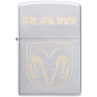 Zippo Windproof Lighter - Laser Engrave Ram Logo Design Satin Chrome Metal | 48763 ,