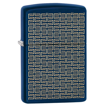 Zippo Windproof Lighter - Laser Engraved Deco Style Gold Lines Matte Blue | 49232 ,