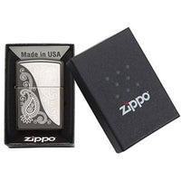 Zippo Windproof Lighter - Laser Engraved Paisley Design Black Ice Pocket | 29511 ,