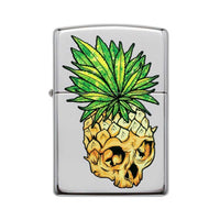 Zippo Windproof Lighter - Leaf Skull Pineapple Design High Polish Chrome | 49241 ,