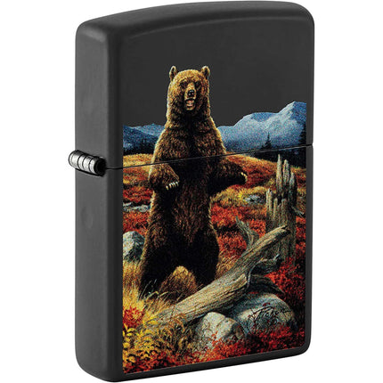 Zippo Windproof Lighter - Linda Pickens Bear Design Black Matte Metal Finish | 48597 ,