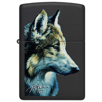 Zippo Windproof Lighter - Linda Pickens Wolf Design Black Matte Metal Finish | 48598 ,
